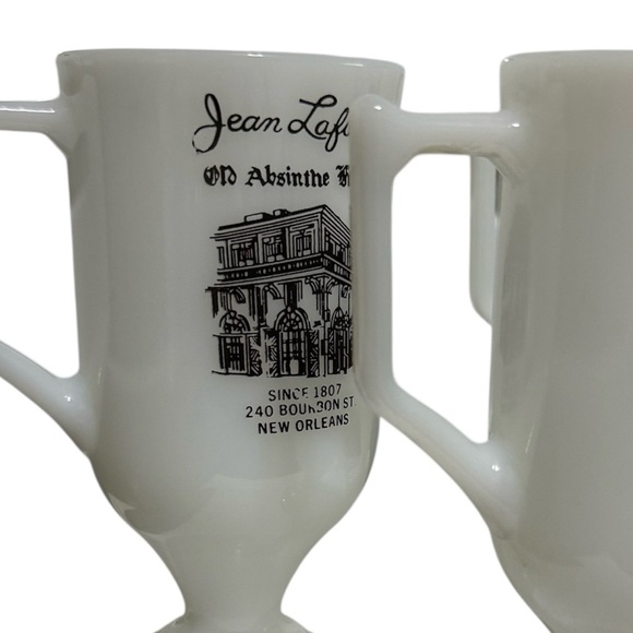 Vintage Set of 4 Jean Lafitte's Old Absinthe House New Orleans Milk Glass Mugs - Picture 5 of 7